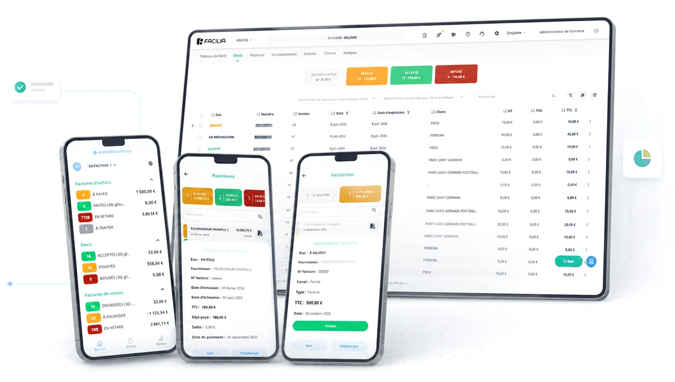 Facilia mobile: dashboard and the expense-capture screens