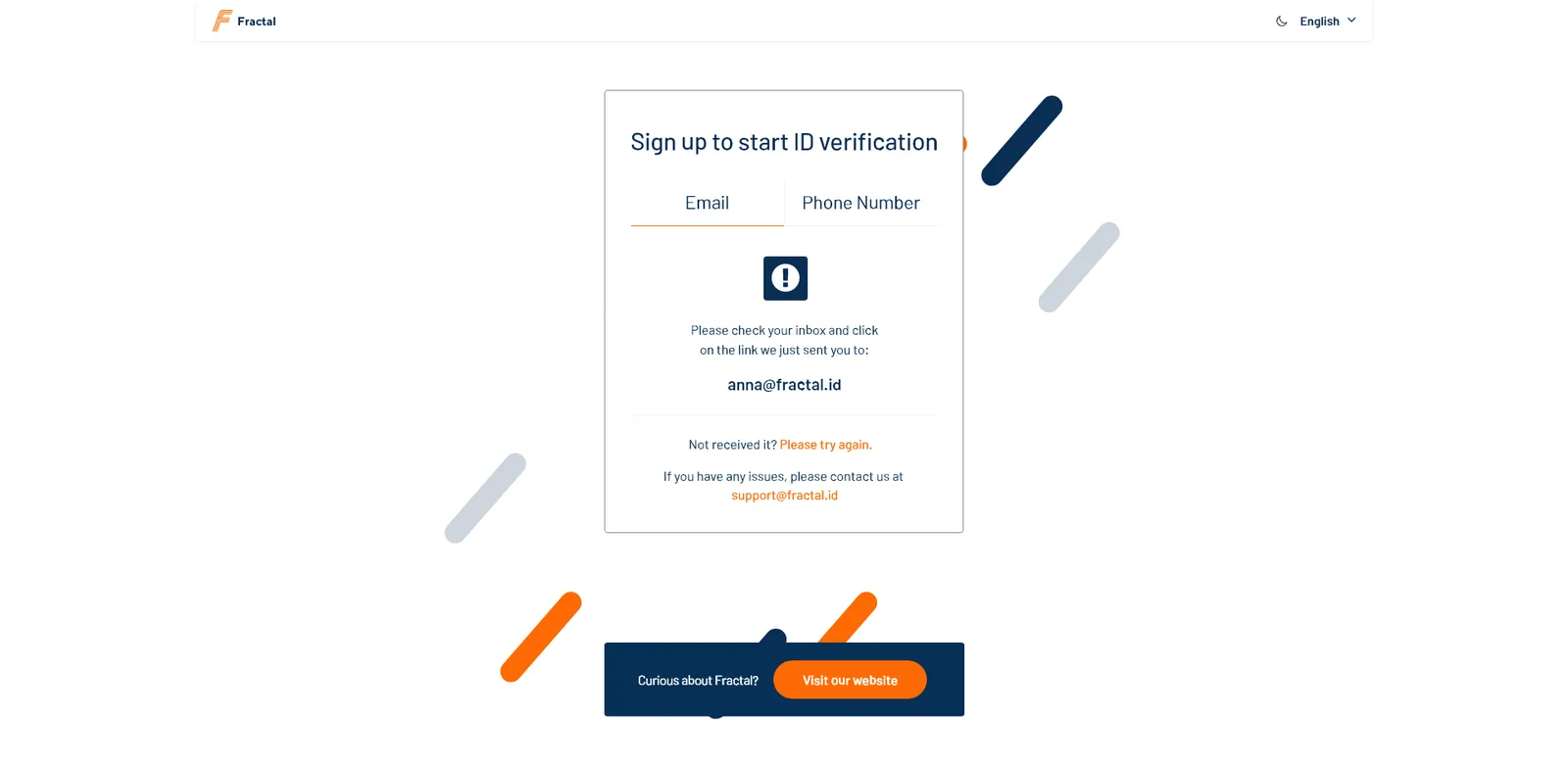 Fractal sign-up confirmation once the secure login link has been sent
