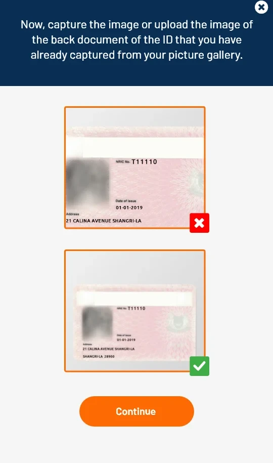 Fractal mobile ID verification: capturing the back of the ID, with a good and bad example