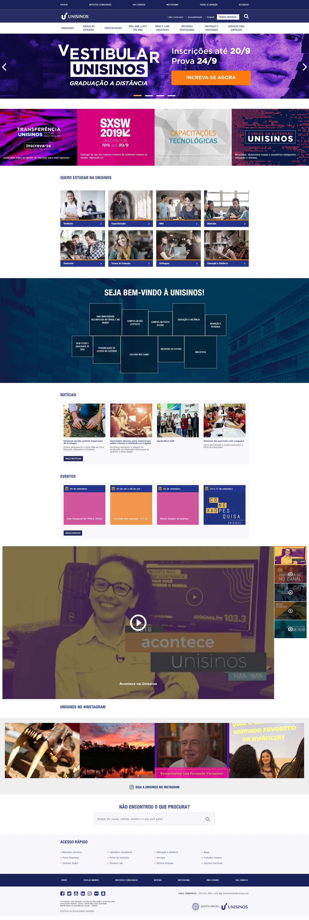 Unisinos university home page