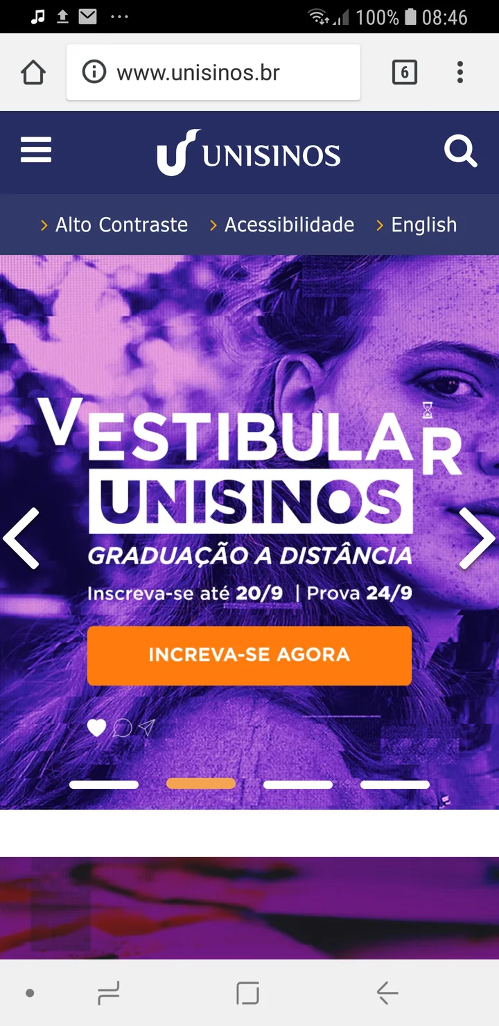 University home on mobile